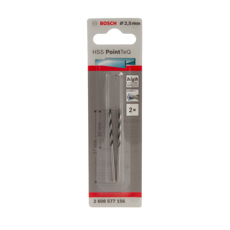 Bosch Bosch 2608577156 HSS PointTeQ Twist Metal Drill Bit 2.5mm (Pack Of 2) 2608577156