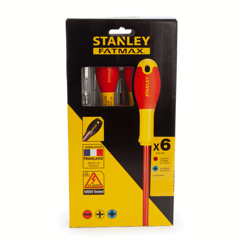 Stanley Stanley 0-65-443 FatMax VDE Insulated Slotted/Pozi Screwdriver Set (6 Piece) 0-65-443