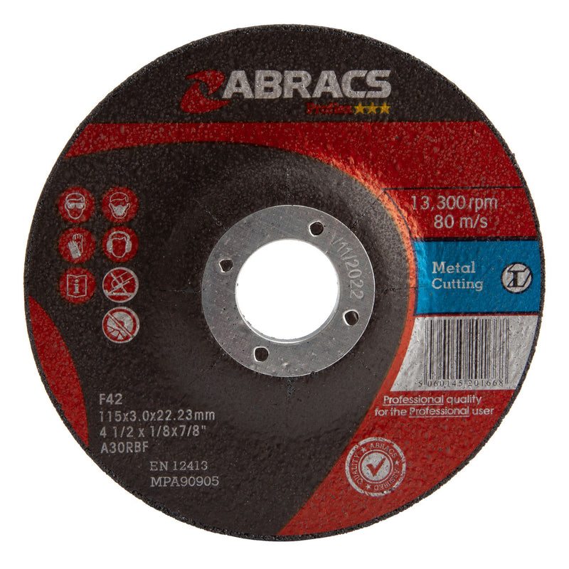 Abracs Abracs Proflex Metal Cutting Discs with DPC Centre 115mm x 3mm (25 Pack) PF11530DM-25