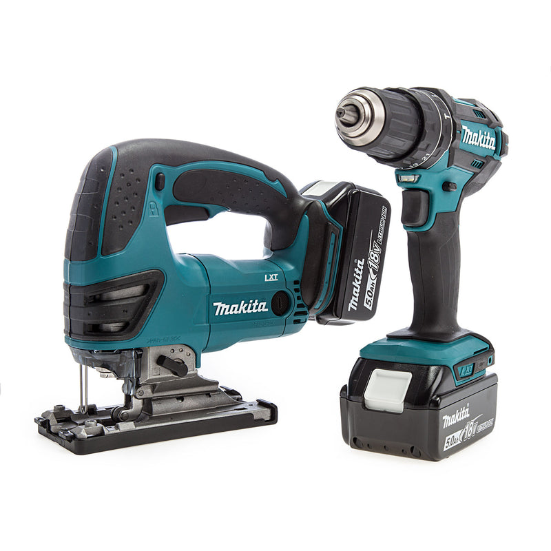 Makita Makita DLX2134TJ 18V Combi Drill & Jigsaw Twin Pack (2 x 5.0Ah Batteries) with MakPac Case DLX2134TJ