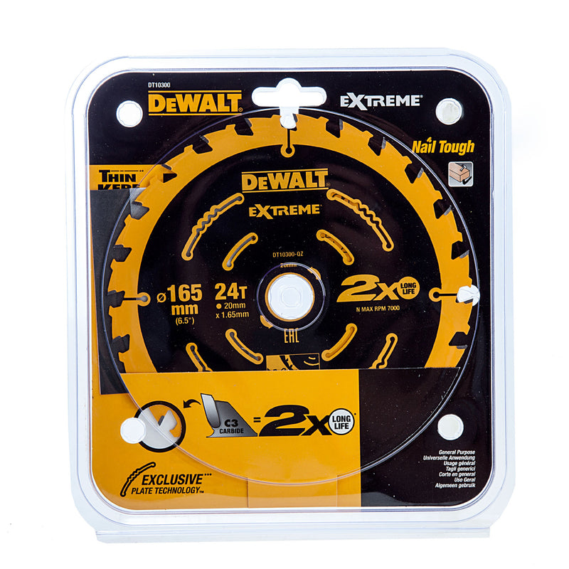 Dewalt Dewalt DT10300 Extreme Framing Circular Saw Blade for Wood 165 x 20mm x 24T DT10300-QZ