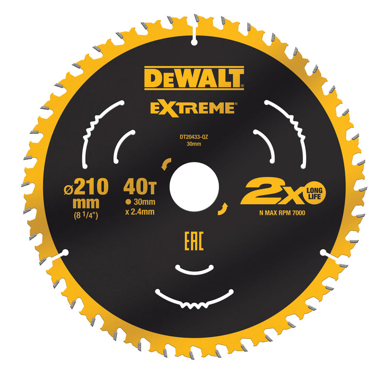 Dewalt Dewalt DT20433 Extreme Circular Saw Blade for Wood 210 x 30mm x 40T DT20433-QZ