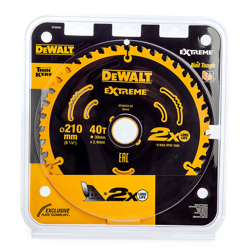 Dewalt Dewalt DT20433 Extreme Circular Saw Blade for Wood 210 x 30mm x 40T DT20433-QZ