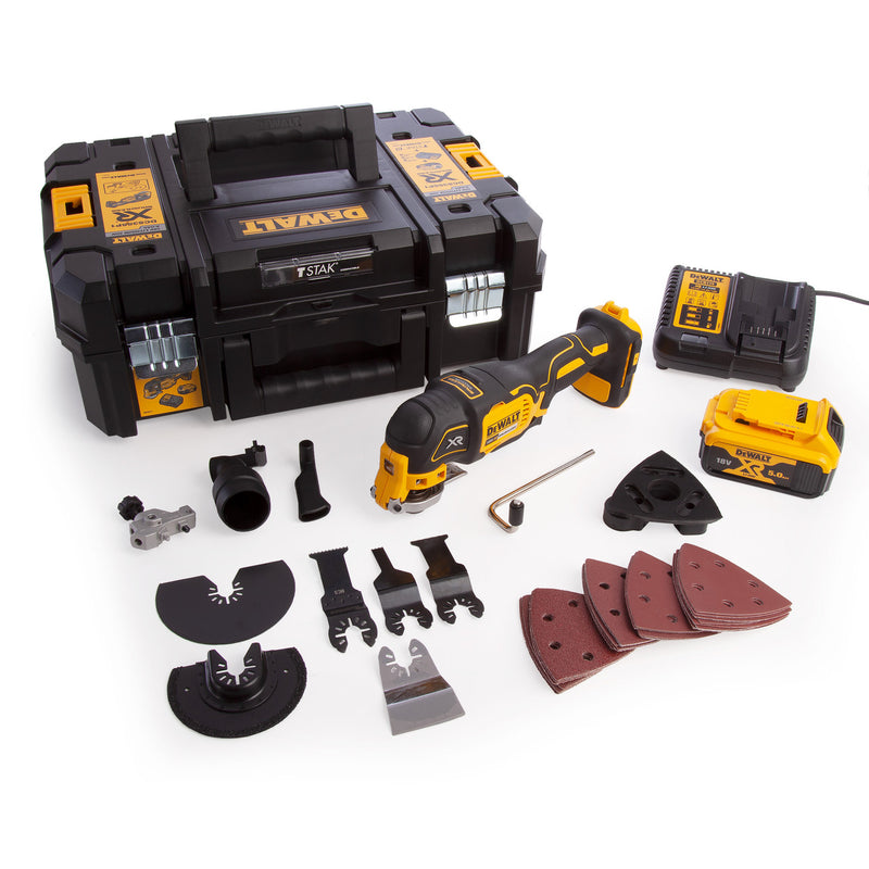 Dewalt Dewalt DCS355P1 18V XR Brushless Multi Tool, Accessories & TStak Case (1 x 5.0Ah Battery) DCS355P1-GB