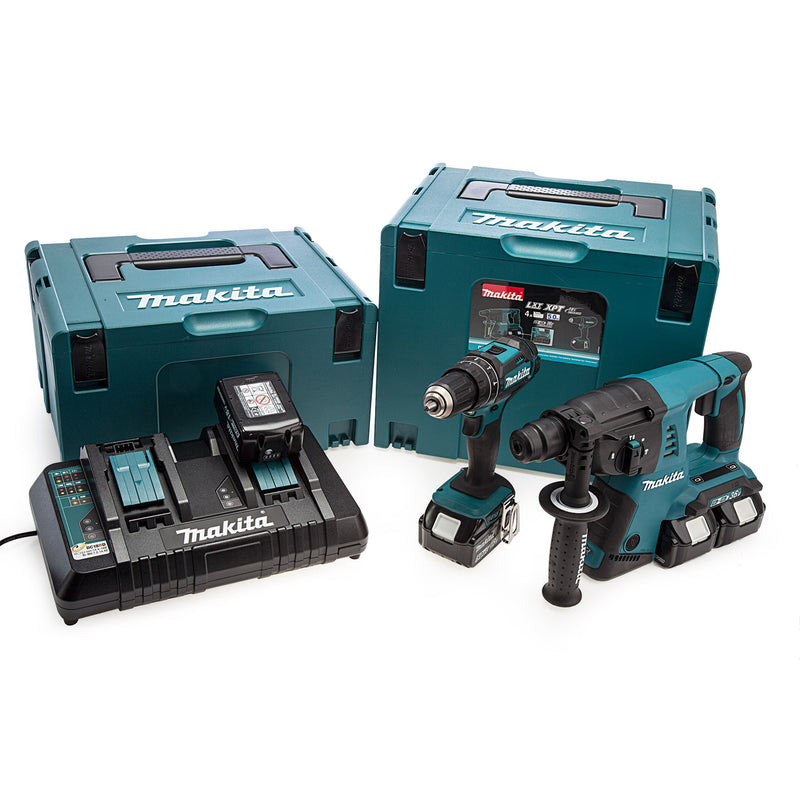 Makita Makita DLX2137PTJ 18V/36V Combi Drill & SDS Plus Rotary Hammer Twin Pack (4 x 5.0Ah Batteries) DLX2137PTJ