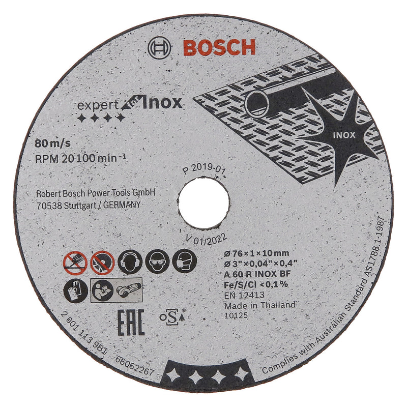 Bosch Bosch 2608601520 Expert for Inox Cutting Blades 76mm x 10mm Bore (Pack Of 5) 2608601520