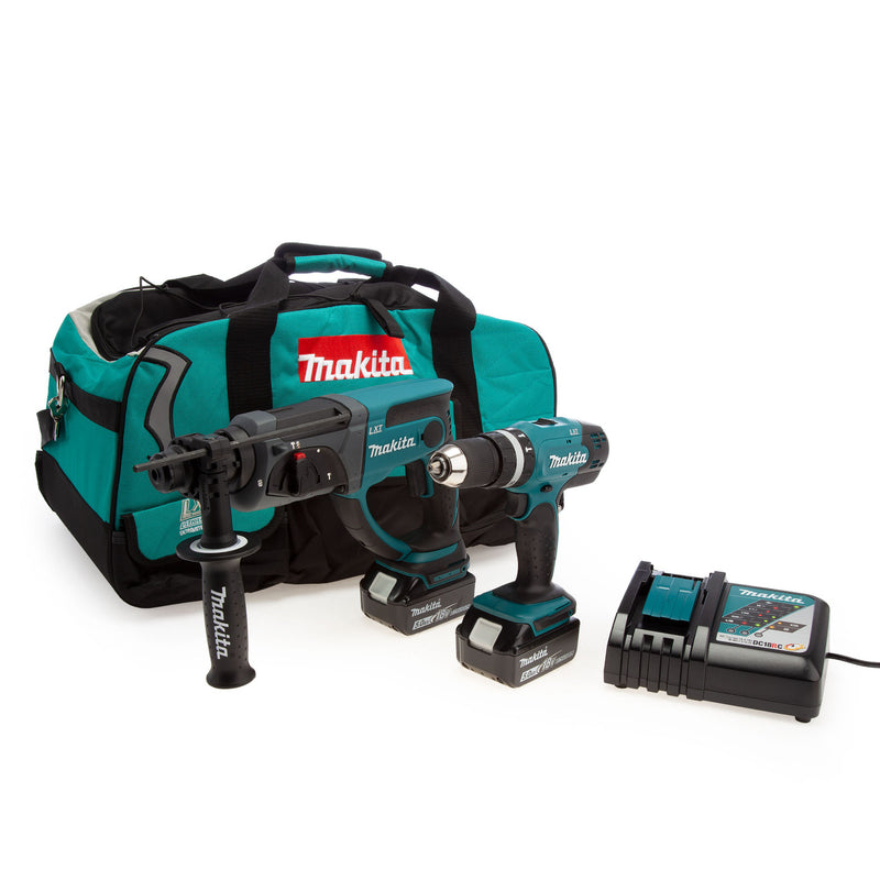 Makita Makita DLX2025T 18V LXT Twin Pack - DHP453 Combi Drill + DHR202 Rotary Hammer (2 x 5.0Ah Batteries) DLX2025T