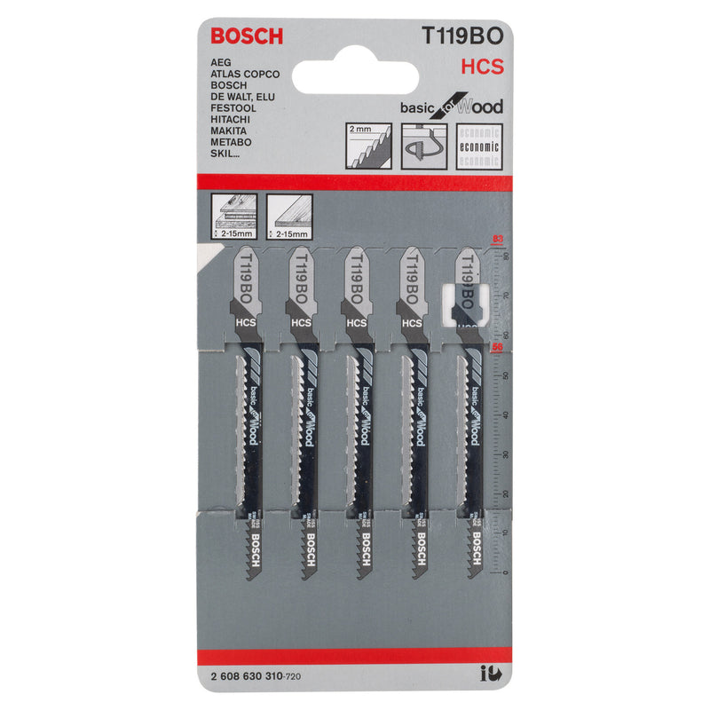 Bosch Bosch T119BO Basic for Wood Jigsaw Blades (5 Pack) 2608630310