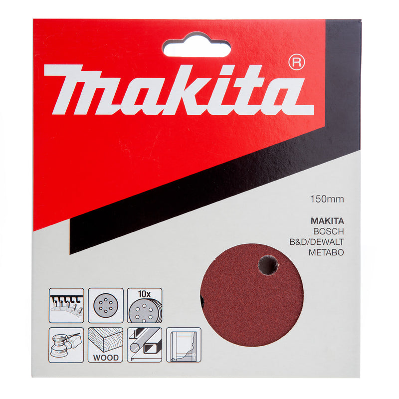 Makita Makita P-37471 Sanding Discs 40 Grit 150mm (10 Pack) P-37471