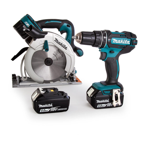 Makita Makita DLX2140PTJ 18/36V Circular Saw & Combi Drill Twin Pack (4 x 5.0Ah Batteries) DLX2140PTJ