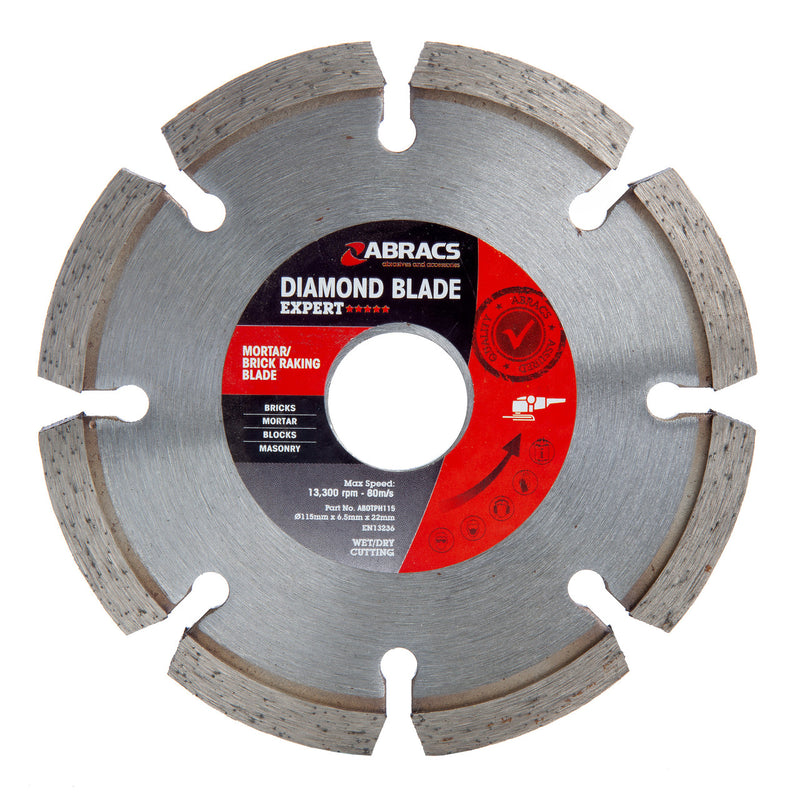 Abracs Abracs ABDBTPH115 Expert Mortar/Brick Raking Diamond Blade 115mm x 6.5mm x 22mm ABDBTPH115