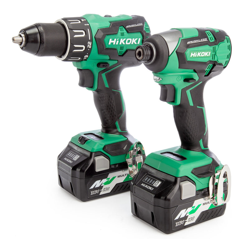 HiKOKI HiKOKI KC18DBFL2JDZ 18V Combi Drill & Impact Driver Twin Pack (2 x Multi-Volt Batteries) KC18DBFL2JDZ