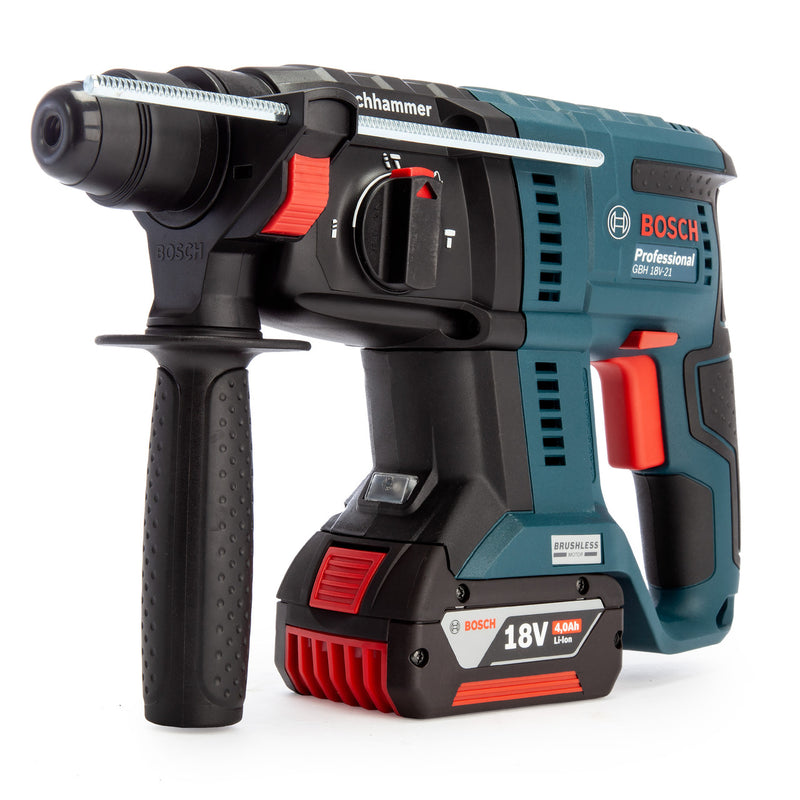 Bosch Bosch GBH 18V-21 18V Brushless SDS Plus Rotary Hammer Drill (2 x 4.0Ah Batteries) 0611911172