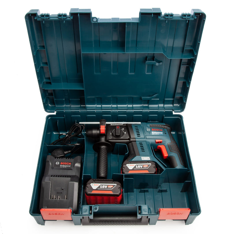 Bosch Bosch GBH 18V-21 18V Brushless SDS Plus Rotary Hammer Drill (2 x 4.0Ah Batteries) 0611911172