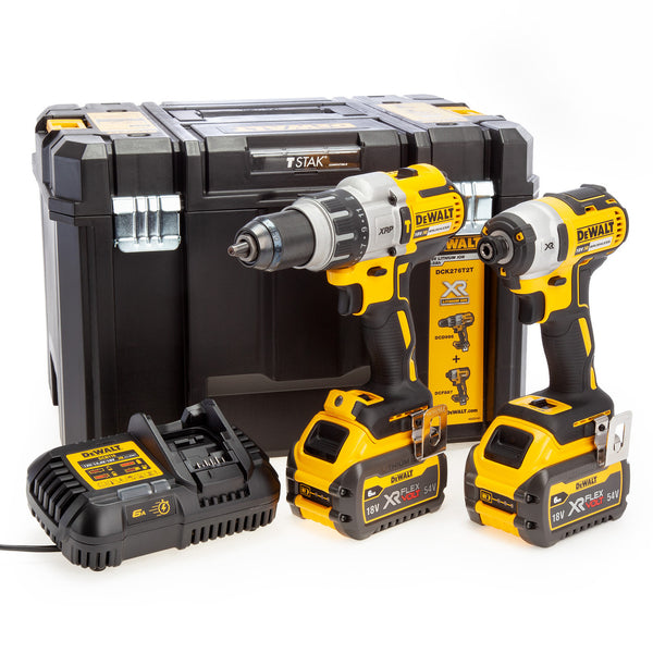 Dewalt Dewalt DCK276T2T 18V XR Combi Drill & Impact Driver Twin Pack (2 x 6.0Ah Batteries) in TSTAK Box DCK276T2T-GB