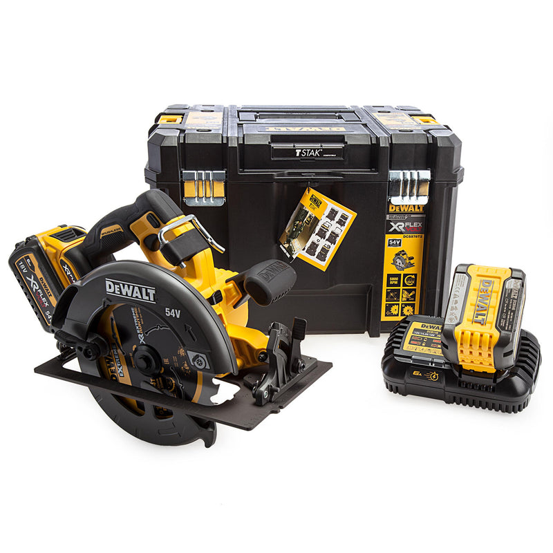 Dewalt Dewalt DCS578T2 54V XR FlexVolt 190mm Brushless Circular Saw (2 x 6.0Ah Batteries) in TSTAK Box DCS578T2-GB