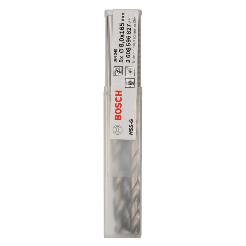 Bosch Bosch 2608596827 HSS-G Metal Twist Drill Bit Long Series 8 x 165mm (Pack of 5) 2608596827