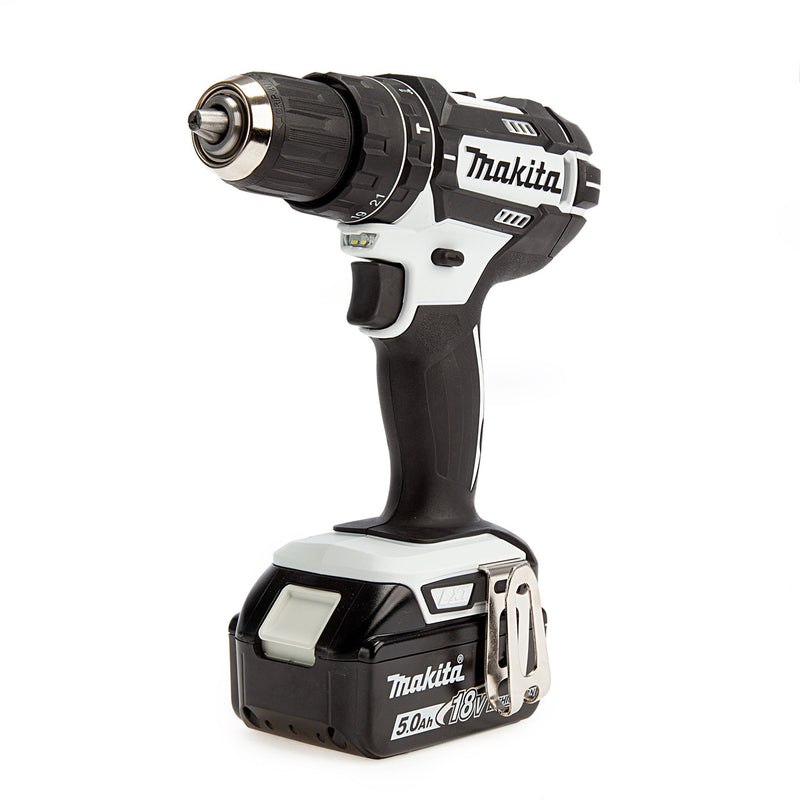 Makita Makita DHP482T1JW 18V LXT White Combi Drill (1 x 5.0Ah Battery) DHP482T1JW