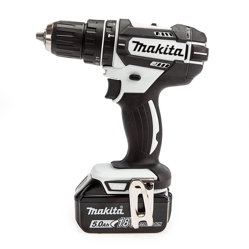 Makita Makita DHP482T1JW 18V LXT White Combi Drill (1 x 5.0Ah Battery) DHP482T1JW