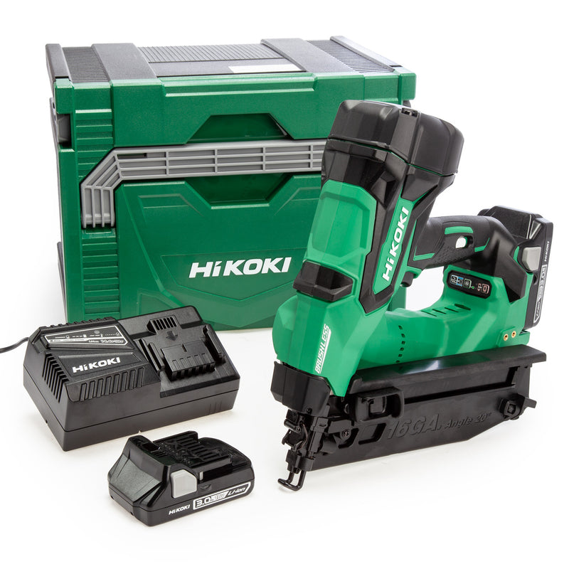 HiKOKI HiKOKI NT1865DMB/JXZ 18V 16GA Brushless Angled Finish Nailer (2 x 3.0Ah Batteries) NT1865DMB/JXZ