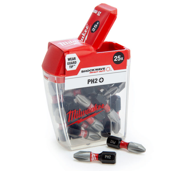 Milwaukee Milwaukee 4932472037 Shockwave Impact Duty PH2 Screwdriver Bits 25mm (25 Piece) 4932472037