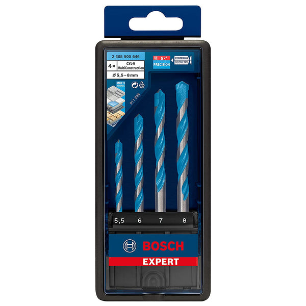 Bosch Bosch 2608900646 Expert CYL-9 Multi Construction Drill Bit Set 5.5mm - 8mm (Pack Of 4) 2608900646