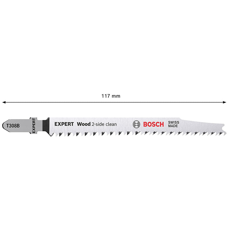 Bosch Bosch T308B Expert 'Wood 2-Side Clean' Jigsaw Blades (5 Pack) 2608900551