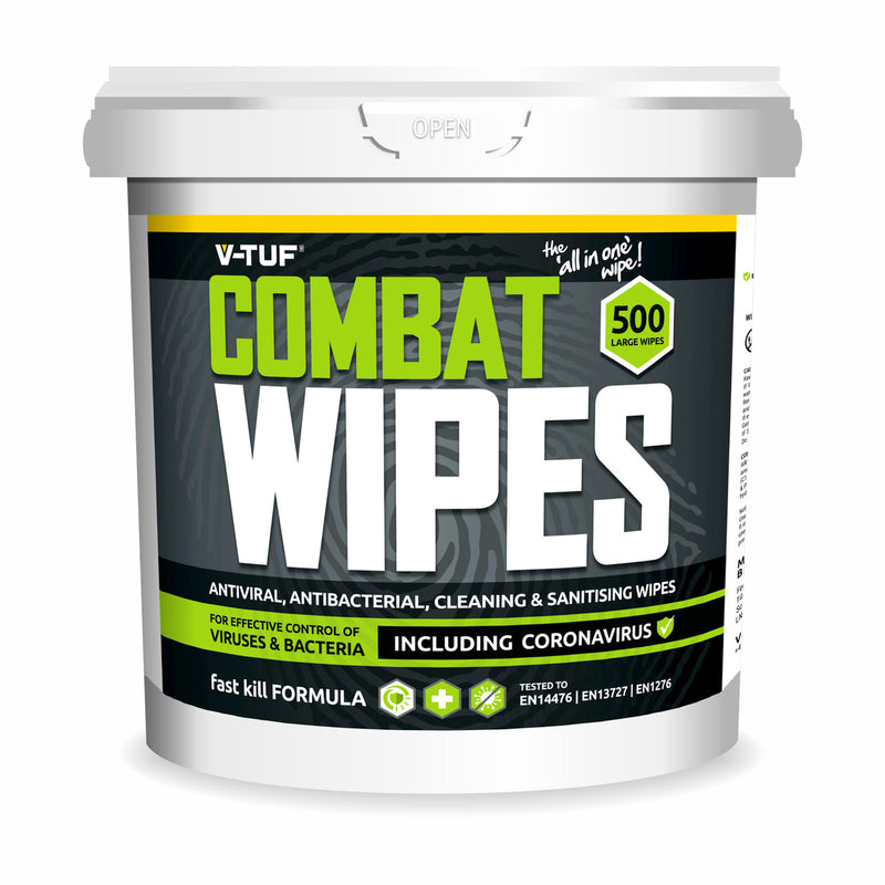 V-TUF V-TUF VTABW-500 Bucket of Combat Wipes Antiviral Antibacterial (500 Wipes) VTABW-500