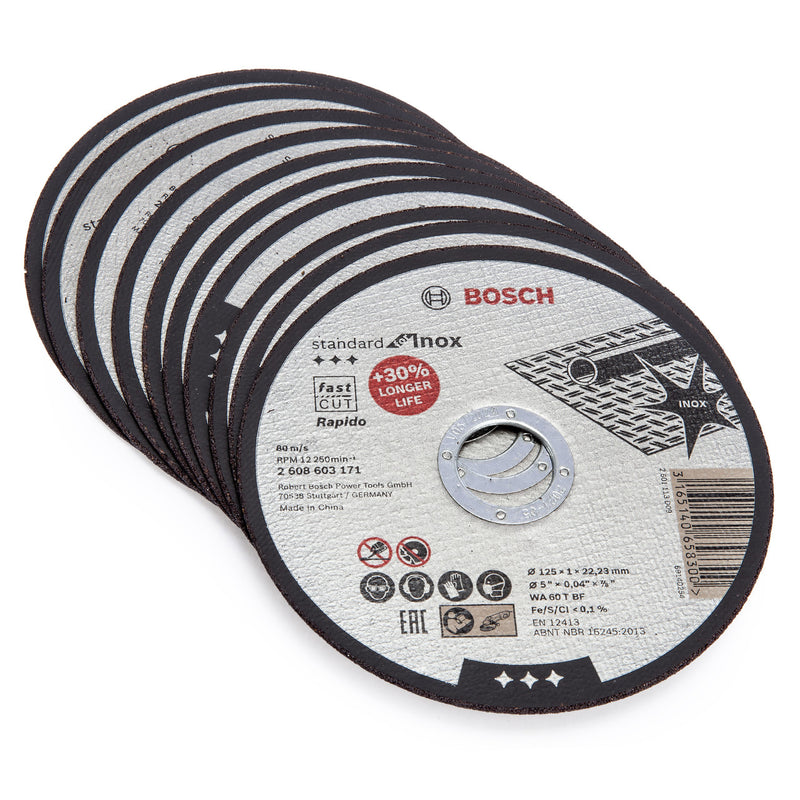 Bosch Bosch 2608603255 Standard for Inox Rapido Straight Cutting Discs 125mm (Box of 10) 2608603255