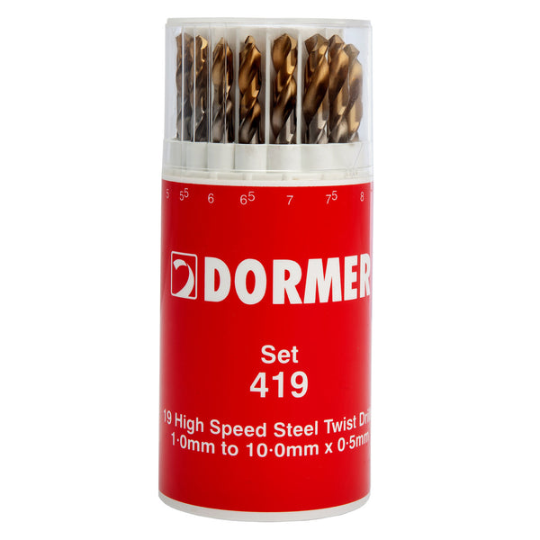 Dormer Dormer A094419 A002 HSS TiN Coated Tip Jobber Drill Bit Set (19 Piece) A094419