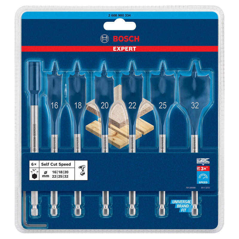 Bosch Bosch 2608900334 Expert SelfCut Speed Flat Bit Set with Hex Shank (7 Piece) 2608900334