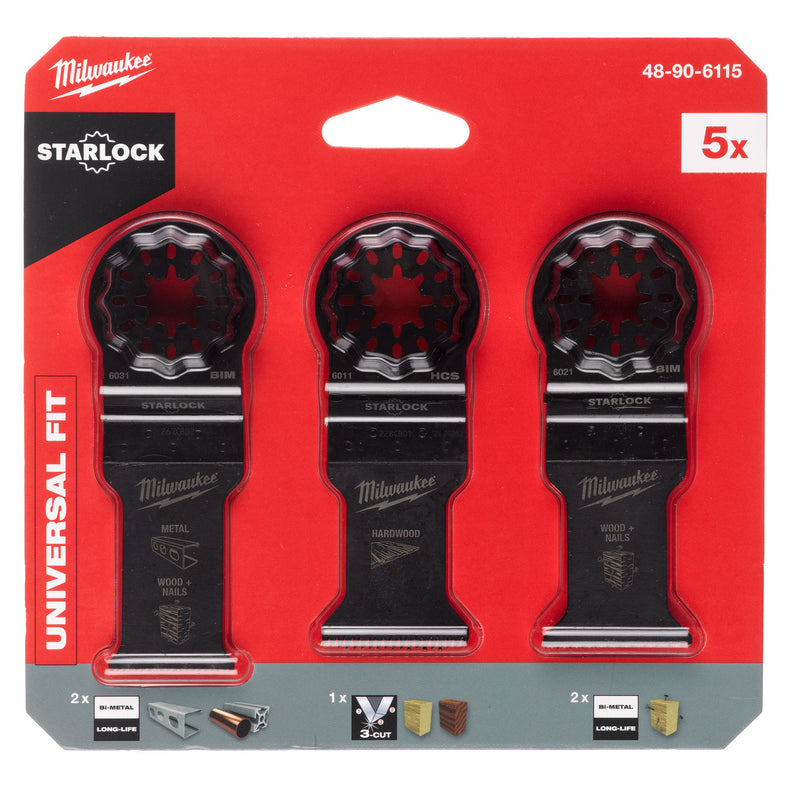 Milwaukee Milwaukee 48906115 Starlock Universal Fit Multi-Tool Blade Set for Metal, Wood+Nails (3 Piece) 48906115