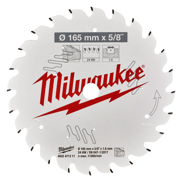 Milwaukee Milwaukee 4932471311 Circular Saw Blade for Cordless Hand Held Saws 165mm x 5/8" x 24T 4932471311