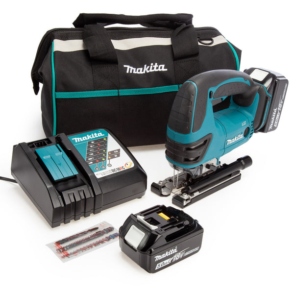 Makita Makita DJV180 18V LXT Pendulum Jigsaw, Toolbag, Charger (2 x 5.0Ah Batteries) 00045