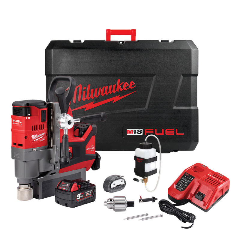 Milwaukee Milwaukee M18 FMDP-502C FUEL Magnetic Drill Press with Permanent Magnet (2 x 5.0Ah Batteries) 4933451013