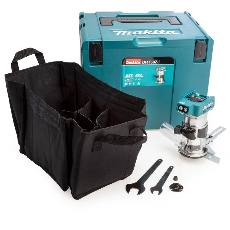 Makita Makita DRT50ZJ 18V Router/Trimmer (Body Only) with Trimmer Base & Straight Guide in Makpac Case DRT50ZJ