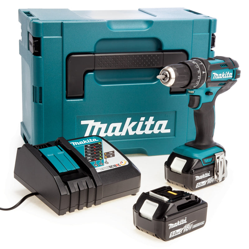 Makita Makita DHP482RTJ 18V LXT Combi Drill (2 x 5.0Ah Batteries) in MakPac case DHP482RTJ