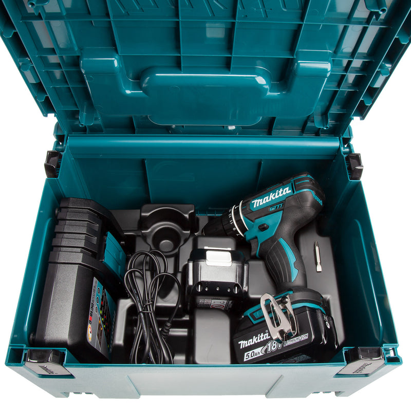 Makita Makita DHP482RTJ 18V LXT Combi Drill (2 x 5.0Ah Batteries) in MakPac case DHP482RTJ