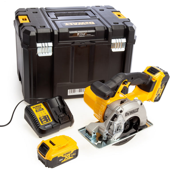 Dewalt Dewalt DCS373P2 18V XR 140mm Metal Cutting Circular Saw (2 x 5.0Ah Batteries) in TSTAK Box DCS373P2-GB