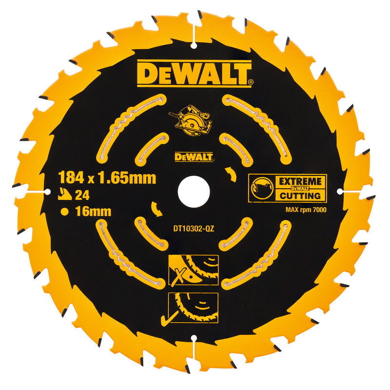 Dewalt Dewalt DT10302 Extreme 2nd Fix Circular Saw Blade 184mm x 16mm x 24T DT10302-QZ