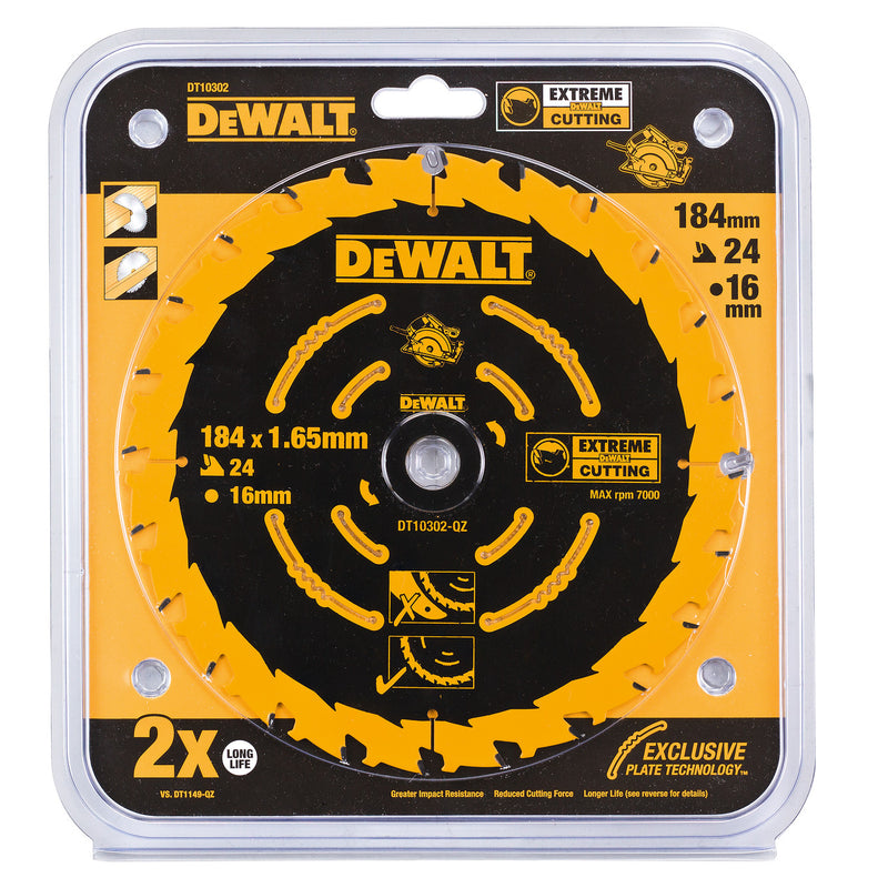 Dewalt Dewalt DT10302 Extreme 2nd Fix Circular Saw Blade 184mm x 16mm x 24T DT10302-QZ