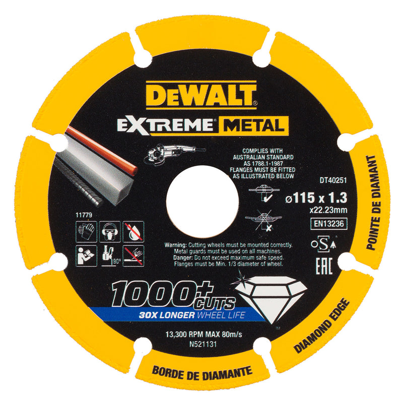 Dewalt Dewalt DT40251 Extreme Diamond Disc for Metal 115mm x 22.23mm x 1.3mm DT40251-QZ