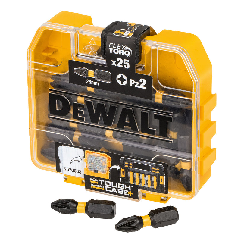 Dewalt Dewalt DT70556T Extreme FLEXTORQ PZ2 Screwdriver Bits 25mm (Pack of 25) DT70556T-QZ