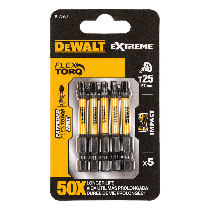 Dewalt Dewalt DT7396T Extreme FLEXTORQ T25 Screwdriver Bits 57mm (Pack Of 5) DT7396T-QZ