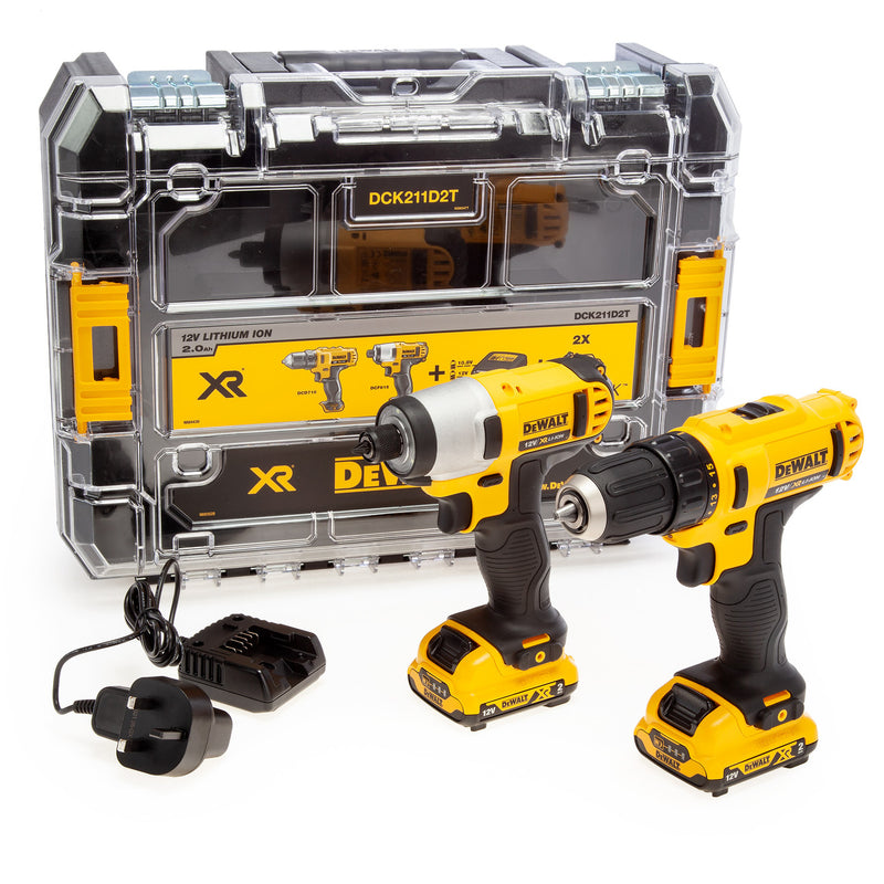 Dewalt Dewalt DCK211D2T 12V Twin Pack - DCD710 Drill Driver + DCF815 Impact Driver (2 x 2.0Ah Batteries) DCK211D2T