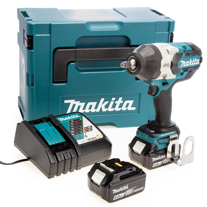 Makita Makita DTW1002RGJ 18V LXT Brushless Impact Wrench 1/2" Drive (2 x 6.0Ah Batteries) in MakPac Case DTW1002RGJ