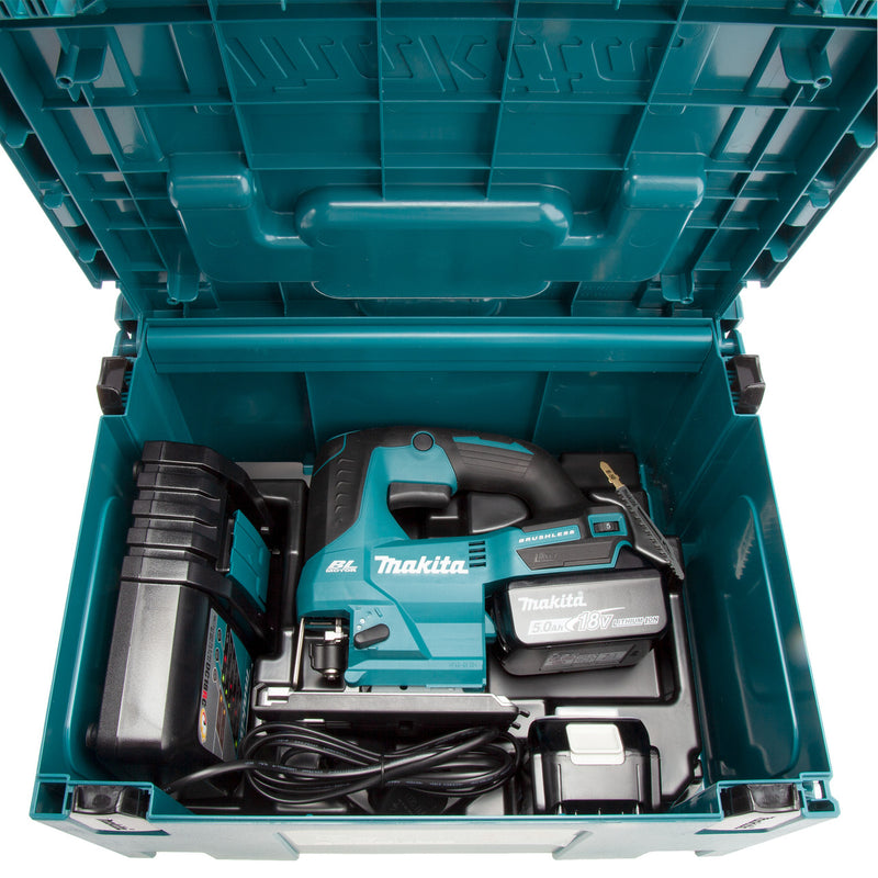 Makita Makita DJV184RTJ 18V LXT Brushless Orbital Jigsaw (2 x 5.0Ah Batteries) in MakPac Case DJV184RTJ