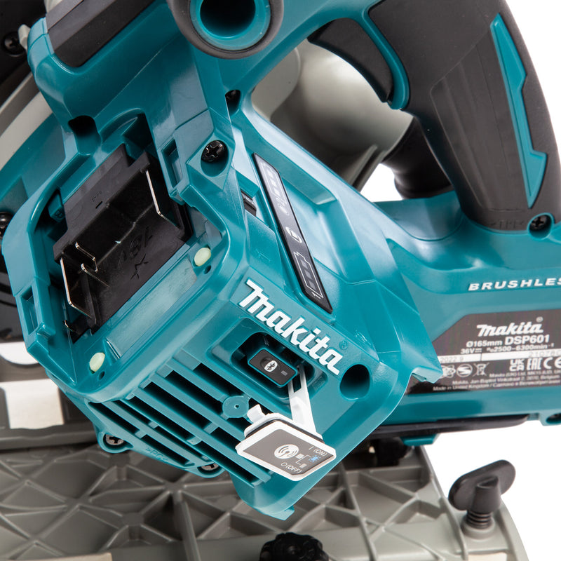 Makita Makita DSP601ZJU 36V LXT 165mm Brushless Plunge Saw (Body Only) - Accepts 2 x 18V Batteries DSP601ZJU