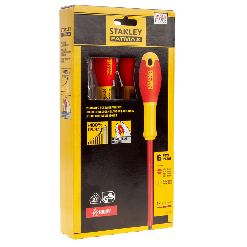 Stanley Stanley 0-65-441 FatMax VDE Insulated Slotted/Phillips Screwdriver Set (6 Piece) 0-65-441