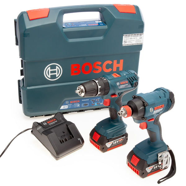 Bosch Bosch 18V Twin Pack - GSB 18V-21 Combi + GDX 18V-180 Impact Driver/Wrench (2 x 4.0Ah Batteries) 0615990M73